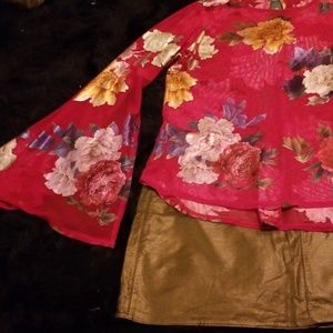 Ashley Stewart sheer red top